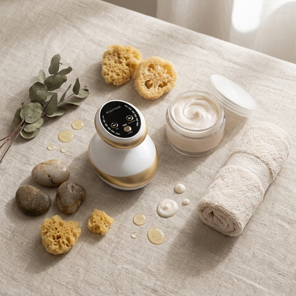 Zenvora™ con accesorios de spa, estilo flat lay